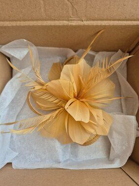 Gold Feather Fascinator Head Over Heels